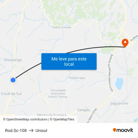 Rod.Sc-108 to Unisul map