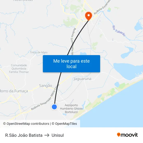 R.São João Batista to Unisul map
