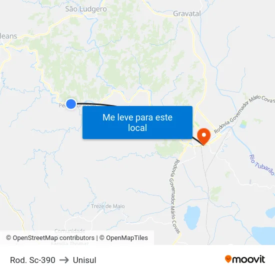 Rod. Sc-390 to Unisul map