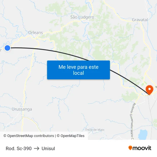 Rod. Sc-390 to Unisul map