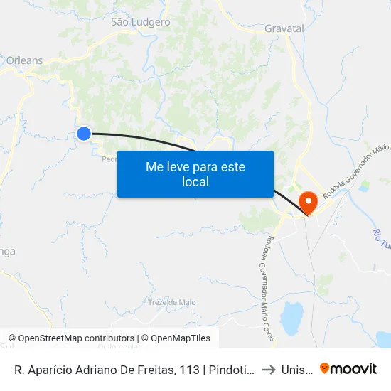 R. Aparício Adriano De Freitas, 113 | Pindotiba to Unisul map