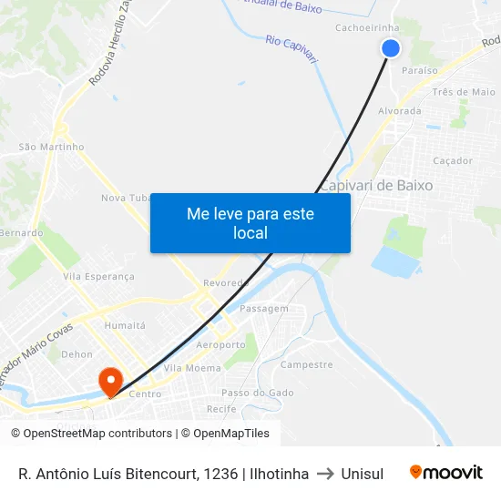 R. Antônio Luís Bitencourt, 1236 | Ilhotinha to Unisul map