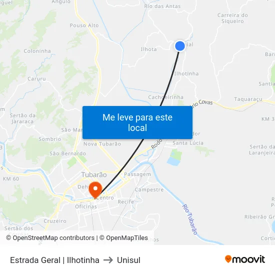 Estrada Geral | Ilhotinha to Unisul map