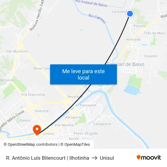 R. Antônio Luís Bitencourt | Ilhotinha to Unisul map