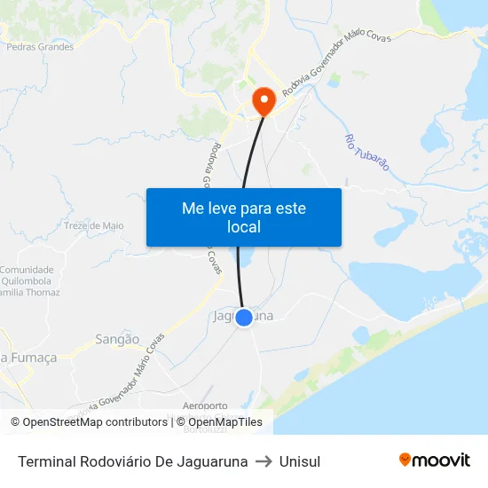 Terminal Rodoviário De Jaguaruna to Unisul map