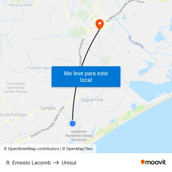 R. Ernesto Lacomb to Unisul map