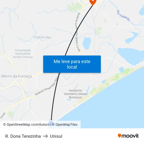 R. Dona Terezinha to Unisul map
