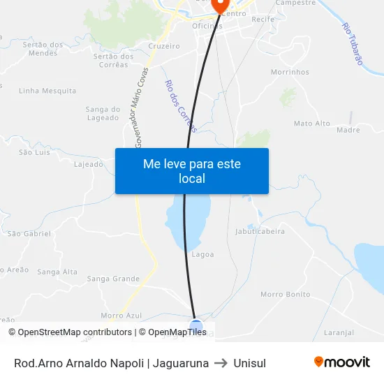 Rod.Arno Arnaldo Napoli | Jaguaruna to Unisul map