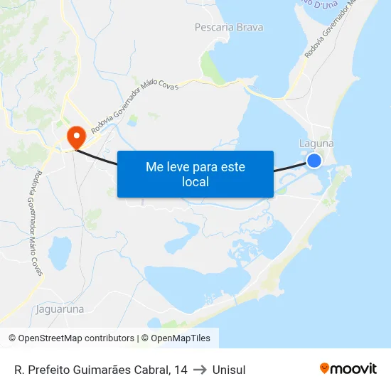 R. Prefeito Guimarães Cabral, 14 to Unisul map