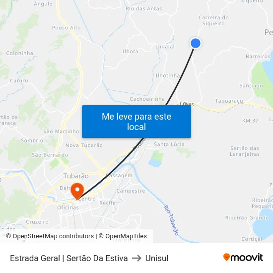 Estrada Geral | Sertão Da Estiva to Unisul map