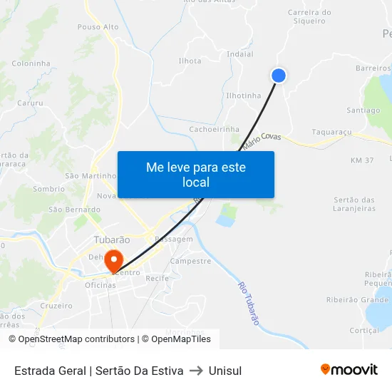 Estrada Geral | Sertão Da Estiva to Unisul map