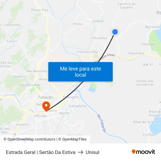 Estrada Geral | Sertão Da Estiva to Unisul map