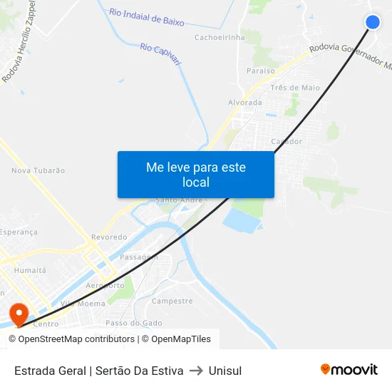 Estrada Geral | Sertão Da Estiva to Unisul map