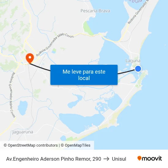 Av.Engenheiro Aderson Pinho Remor, 290 to Unisul map