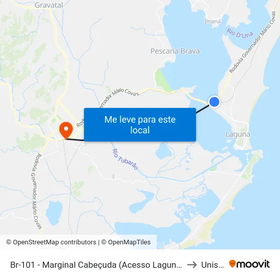 Br-101 - Marginal Cabeçuda (Acesso Laguna) to Unisul map
