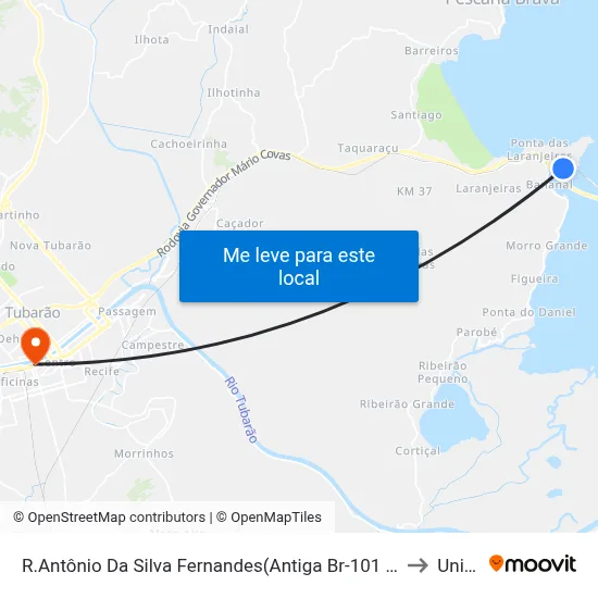 R.Antônio Da Silva Fernandes(Antiga Br-101 /Bananal) to Unisul map