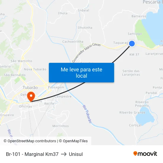 Br-101 - Marginal Km37 to Unisul map