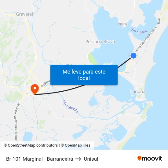 Br-101 Marginal - Barranceira to Unisul map