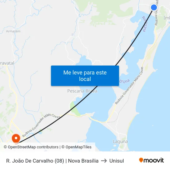 R. João De Carvalho (08) | Nova Brasília to Unisul map