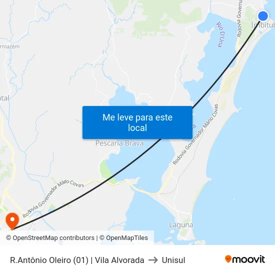 R.Antônio Oleiro (01) | Vila Alvorada to Unisul map