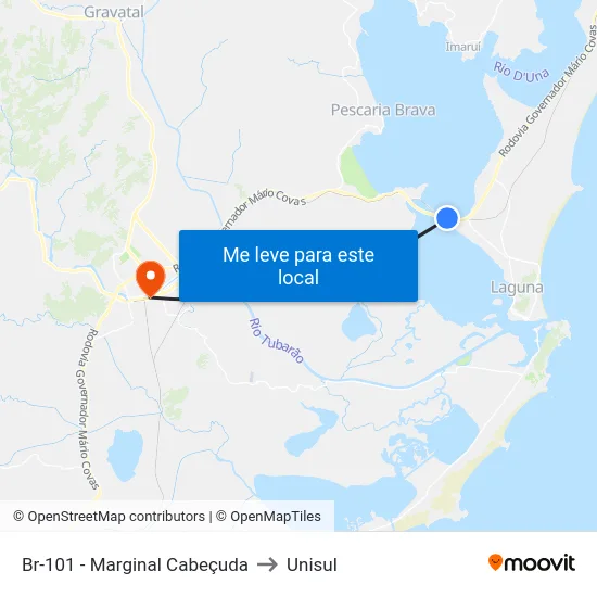 Br-101 - Marginal Cabeçuda to Unisul map