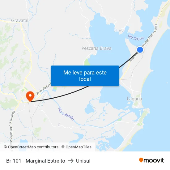 Br-101 - Marginal Estreito to Unisul map
