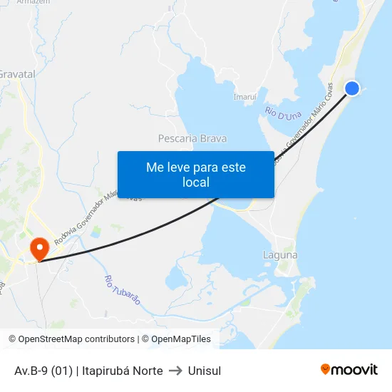 Av.B-9 (01) | Itapirubá Norte to Unisul map