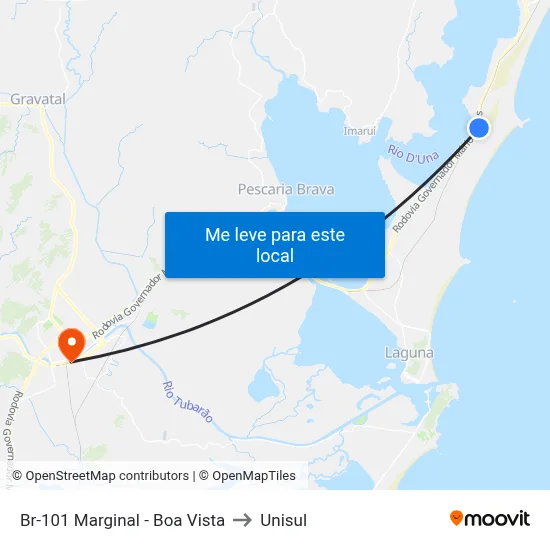 Br-101 Marginal - Boa Vista to Unisul map