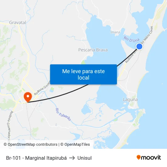 Br-101 - Marginal Itapirubá to Unisul map