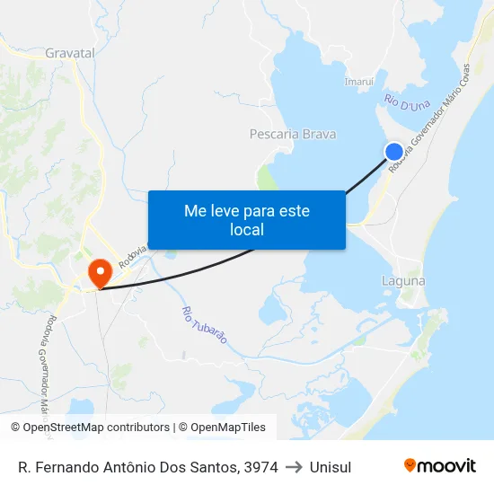 R. Fernando Antônio Dos Santos, 3974 to Unisul map
