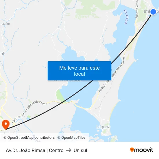 Av.Dr. João Rimsa | Centro to Unisul map