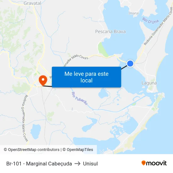 Br-101 - Marginal Cabeçuda to Unisul map