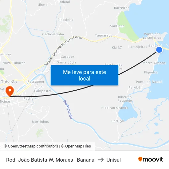 Rod. João Batista W. Moraes | Bananal to Unisul map