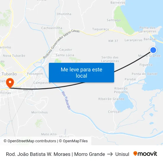 Rod. João Batista W. Moraes | Morro Grande to Unisul map