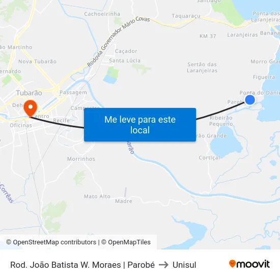 Rod. João Batista W. Moraes | Parobé to Unisul map