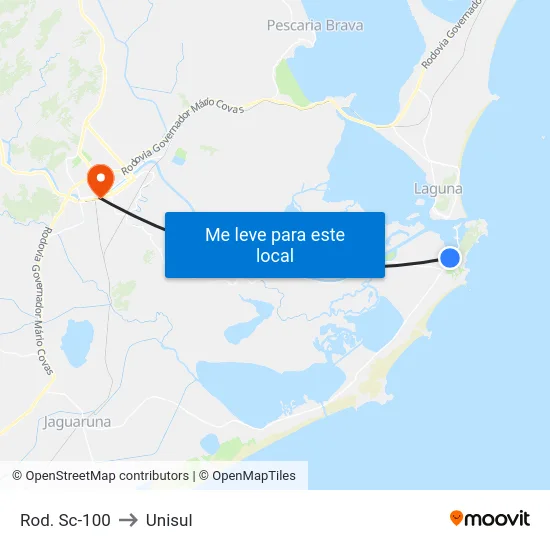 Rod. Sc-100 to Unisul map