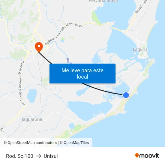 Rod. Sc-100 to Unisul map