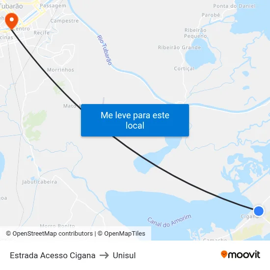 Estrada Acesso Cigana to Unisul map