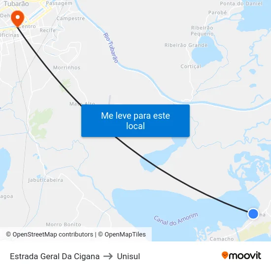 Estrada Geral Da Cigana to Unisul map