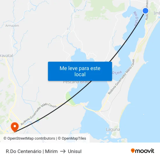 R.Do Centenário | Mirim to Unisul map