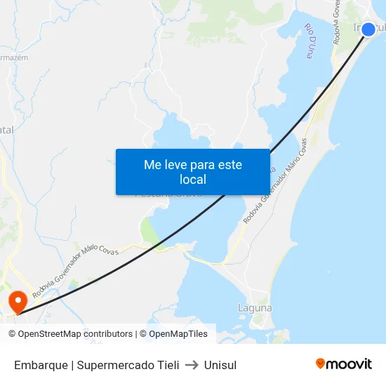 Embarque | Supermercado Tieli to Unisul map