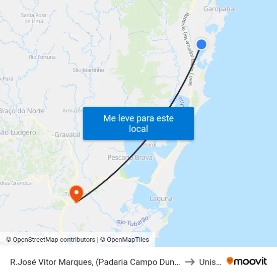 R.José Vitor Marques, (Padaria Campo Duna) to Unisul map