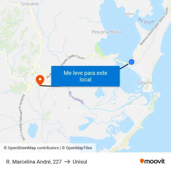 R. Marcelina André, 227 to Unisul map