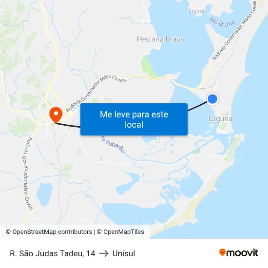 R. São Judas Tadeu, 14 to Unisul map