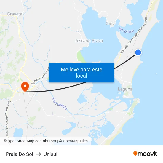 Praia Do Sol to Unisul map
