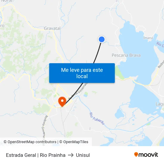 Estrada Geral | Rio Prainha to Unisul map