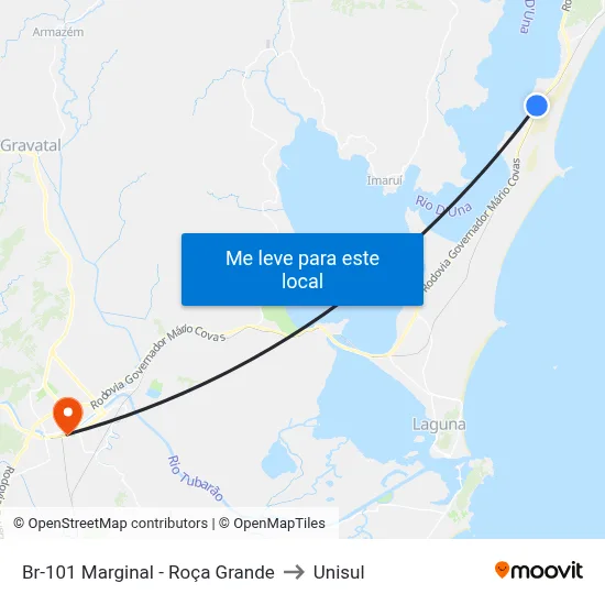 Br-101 Marginal - Roça Grande to Unisul map