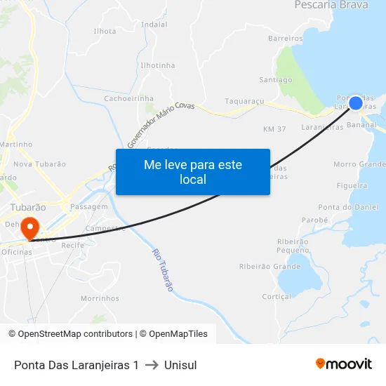 Ponta Das Laranjeiras 1 to Unisul map