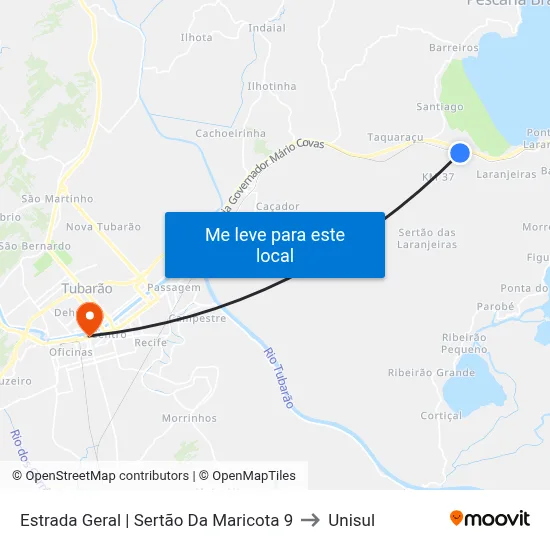 Estrada Geral | Sertão Da Maricota 9 to Unisul map