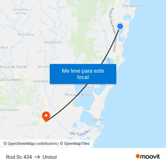 Rod.Sc 434 to Unisul map